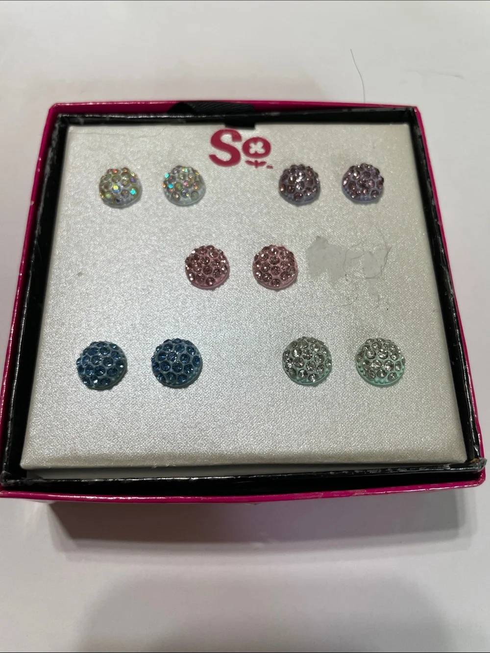 Unicornpooh- SO Multi-Color Crystal Stud Earring Set - 6 Pairs